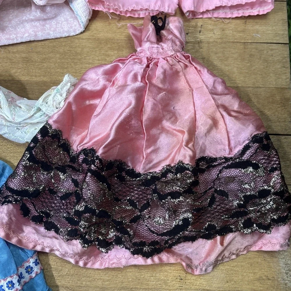 Vintage Doll Clothes Lot 11 Pc Dresses Bonnets Gowns Outfits Barbie Size Mixed